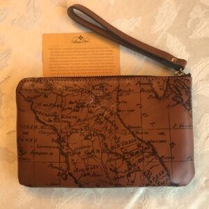 Brand New Patricia Nash Genuine Leather Riot Rust Beet Zippered Wristlet